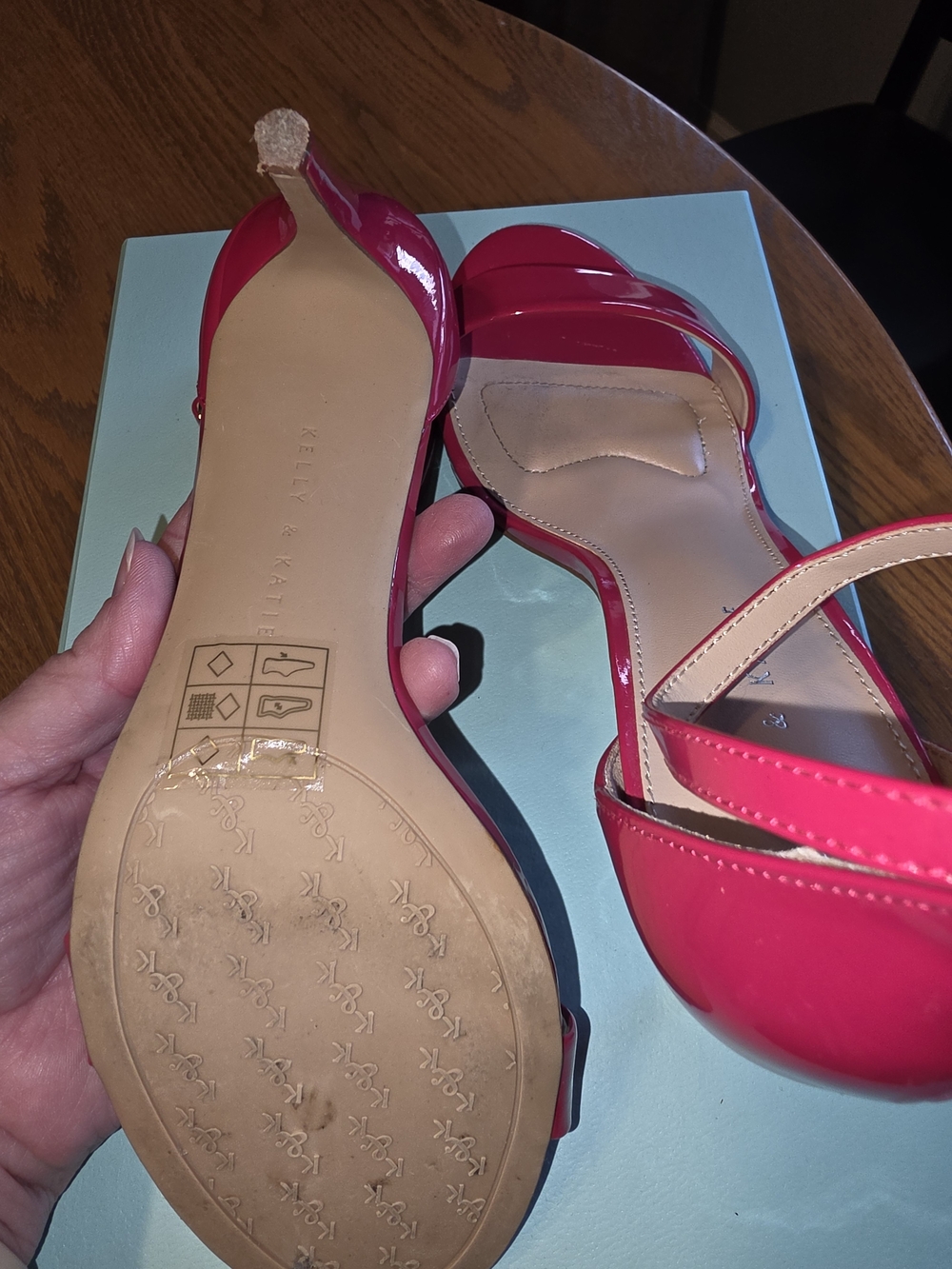Kelly & Katie Hot Pink Patent Open-Toe Ankle-Strap 3" Heels - Picture 4 of 4